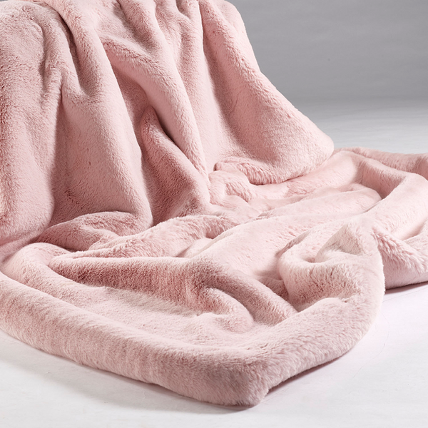 Dusky pink faux fur throw sale