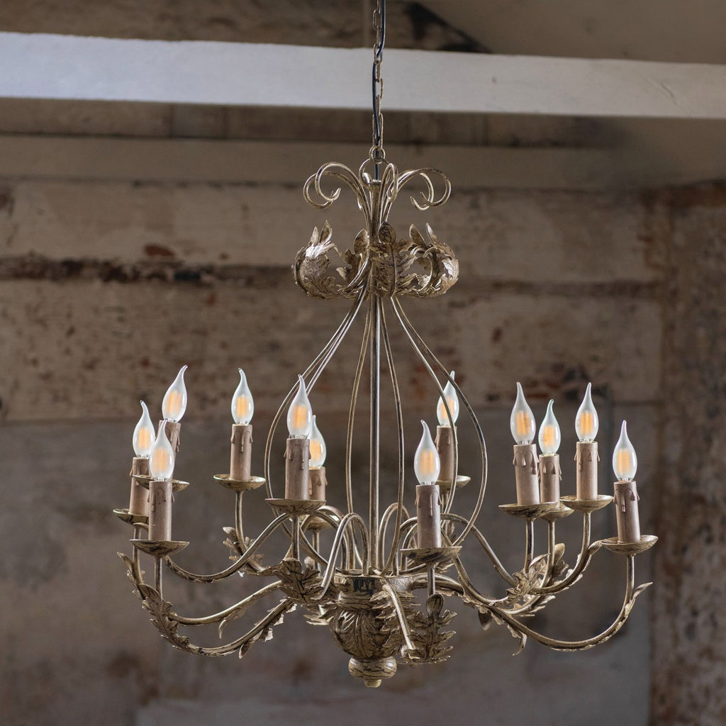 Twelve Bulb Iron Chandelier