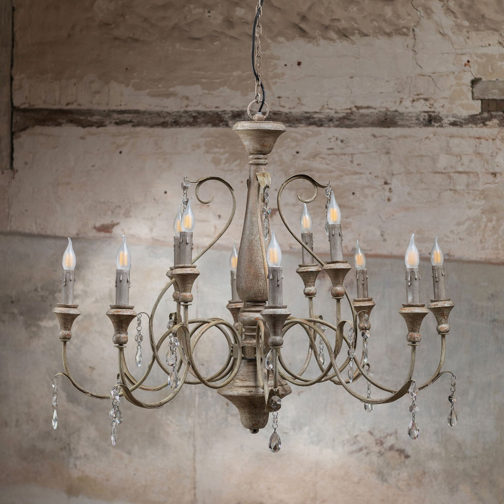 Large Twelve Bulb Iron Chandelier