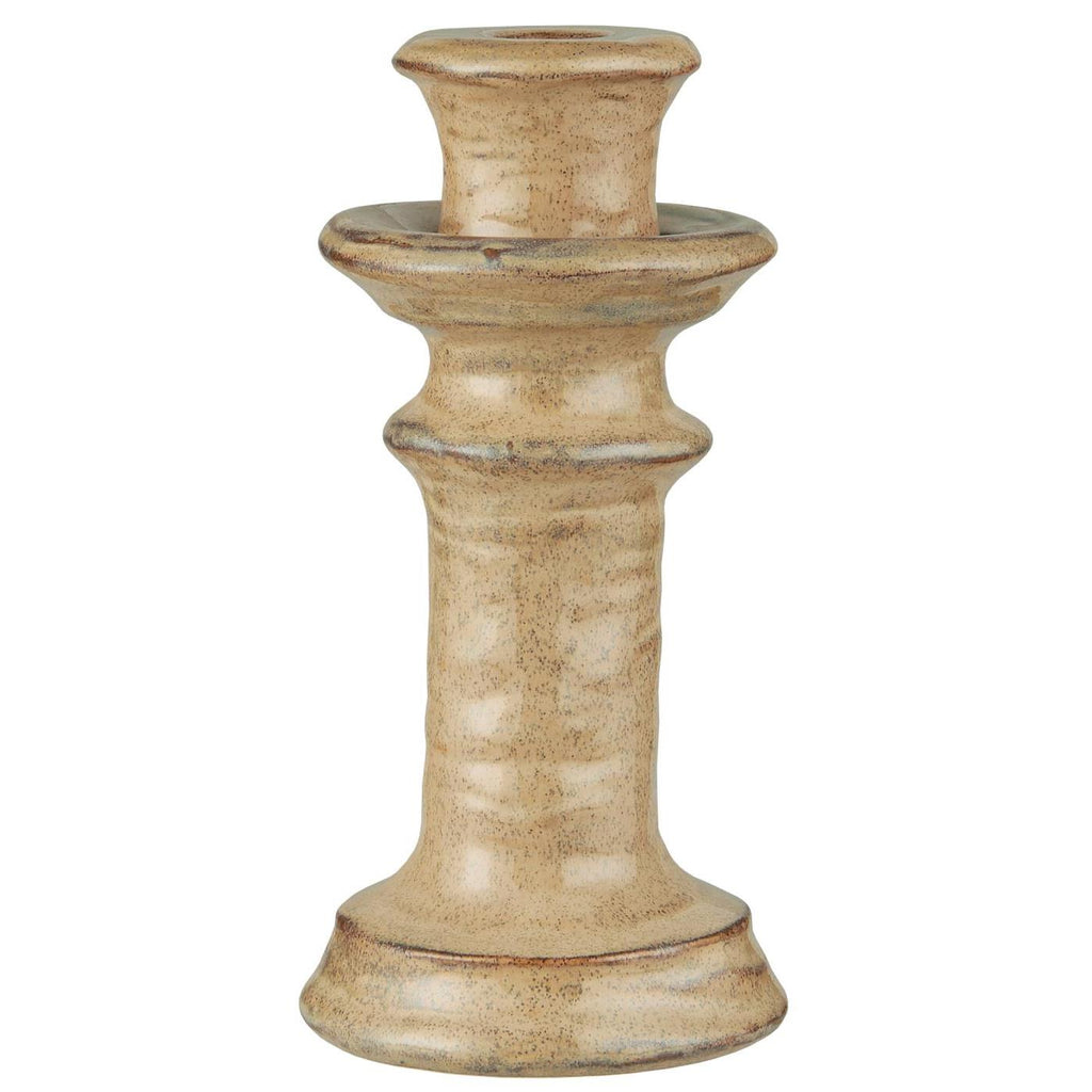 Light Brown Stoneware Candle Holder for Dinner Candles 19cm | Annie Mo