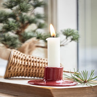 Red Stoneware Candle Holder for Dinner Candles | Annie Mo's