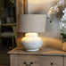 Darcy Antique White Squat Table Lamp With Linen Shade 50cm