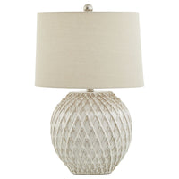 Lattice Ceramic Table Lamp With Linen Shade 58cm | Annie Mo's