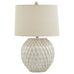 Lattice Ceramic Table Lamp With Linen Shade 58cm | Annie Mo's