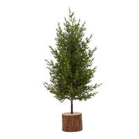 Small Green Fir Tree In Wood Log 40cm | Annie Mo's