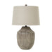 Ochre Carved Textured Table Lamp With Linen Shade 71cm | Annie Mo's