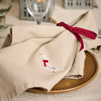 Goose Motif Linen Coloured Napkin 40x40cm | Annie Mo's