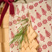 Cotton Tea towel with Red Tree and Snowflakes