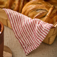 Cotton Tea towel with Red and White Stripes | Annie Mo's