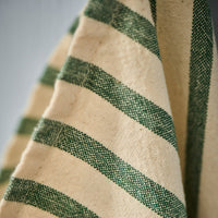 Cotton Tea towel with Dark Green and White Stripes | Annie Mo's