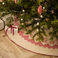 Christmas Tree Rug with Red Pattern and Border Stitching 120cm | Annie