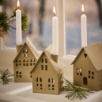 Three Assorted Metal Houses for Taper Candles 10cm | Annie Mo's