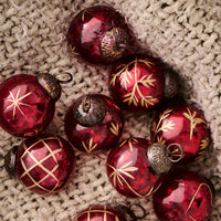 Bag of Ten Mini Embossed Red Baubles | Annie Mo's