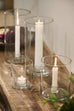 Glass Hurricane Lamp with Fixed Dinner Candle Holder - Size Choice