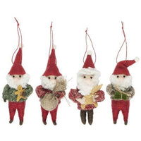 Four Assorted Felt Hanging Santa's 16cm | Annie Mo's