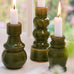 Glazed Moss Green Dinner Candle Holder 16cm