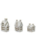 White Melange Set of Three Ceramic Houses with LED's