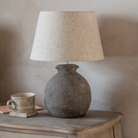 Textured Stoneware Spherical Table Lamp with Shade 41cm | Annie Mo's