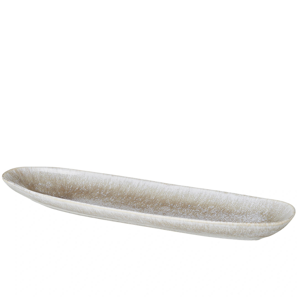 Grey Melange Glazed Stoneware Elongated Bowl 42x14x4cm | Annie Mo's