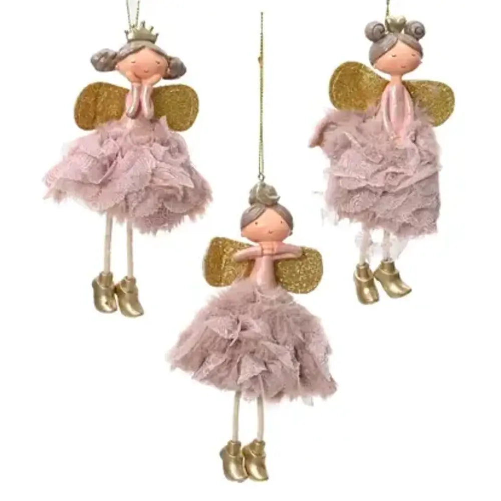 Assorted Set of Three Dangly Leg Pink Angels 12cm  | Annie Mo's