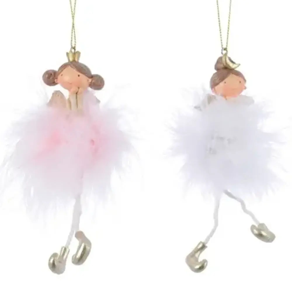 Assorted Duo of Feather Clad Dangly Angels 14cm  | Annie Mo's