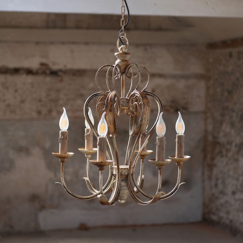 Six Bulb Iron Chandelier