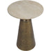 Light Travertine and Metal Side Table 40cm