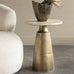 Light Travertine and Metal Side Table 40cm | Annie Mo's