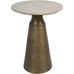 Light Travertine and Metal Side Table 40cm