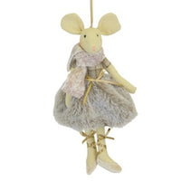 HANGING MOUSE IN BEIGE DRESS 24cm | Annie Mo's