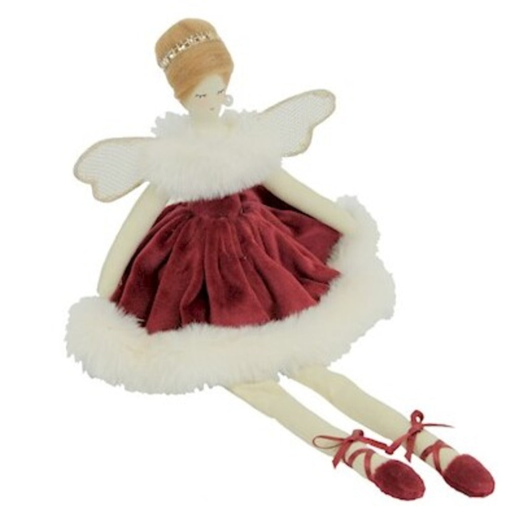 SITTING RED VELVET ANGEL 29CM | Annie Mo's