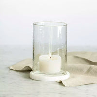 Hammered Glass Lantern With Marble Base 17cm | Annie Mo's