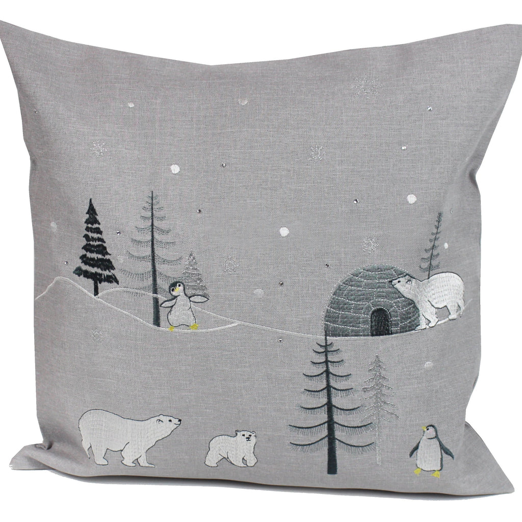 Alaska Grey Festive Cushion | Annie Mo's