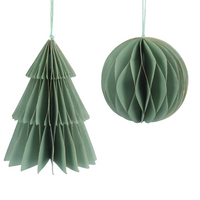 Assorted Set of Two Pale Green Paper Honeycomb Baubles | Annie Mo's