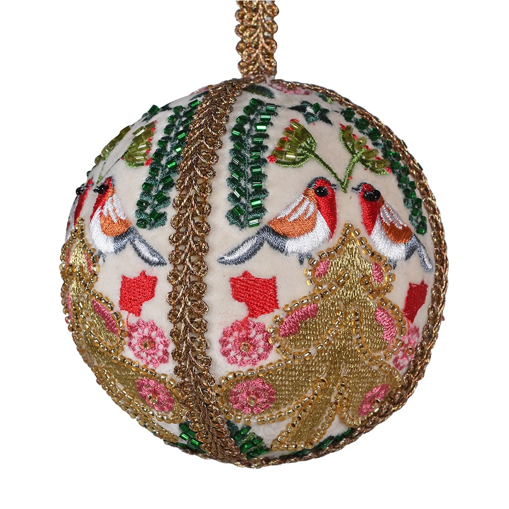 Beautiful Hand Embroidered Tree Bauble 10cm | Annie Mo's