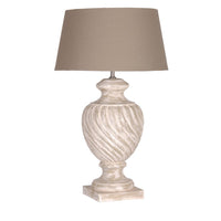 White-washed Table Lamp with Beige Linen Shade 72cm | Annie Mo's