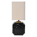 Black Marble Square Base Lamp with Linen Shade 37cm | Annie Mo's