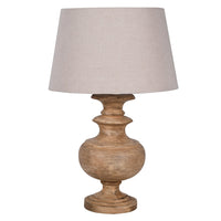 Stunning Turned Wooden Table Lamp with Linen Shade 75cm | Annie Mo's