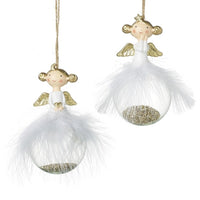 Two Assorted Feather Skirt Angel Baubles 11cm | Annie Mo's