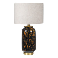 Tortoise Effect Glass Table Lamp with Linen Shade 70cm | Annie Mo's