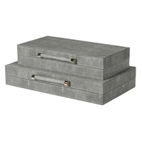 Set of Two Grey Shagreen Boxes 41cm | Annie Mo's