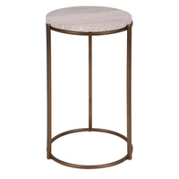 Compact Travertine Round Side Table 52cm | Annie Mo's