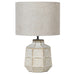 Off White Hexagonal Table Lamp with Linen Shade 43cm| Annie Mo's