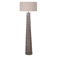 Tapered Woven Bamboo Floor Lamp with Linen Shade | Annie Mo's