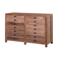 Medium Rustic Pine Faux Drawer Unit with Two Doors and Two Drawers 135cm
