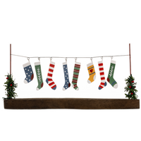 Christmas Stockings on Wooden Block 15cm | Annie Mo's