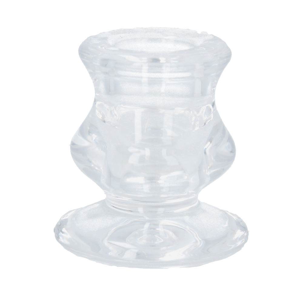 Clear Glass Short Candlestick - 6cm | Annie Mo's