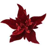 Dark Red Fabric Poinsettia Pick | Annie Mo's