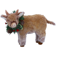 Faux Fur Cow with Wreath Decoration | Annie Mo's