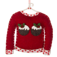 Felt Christmas Pudding Jumper 10cm | Annie Mo's